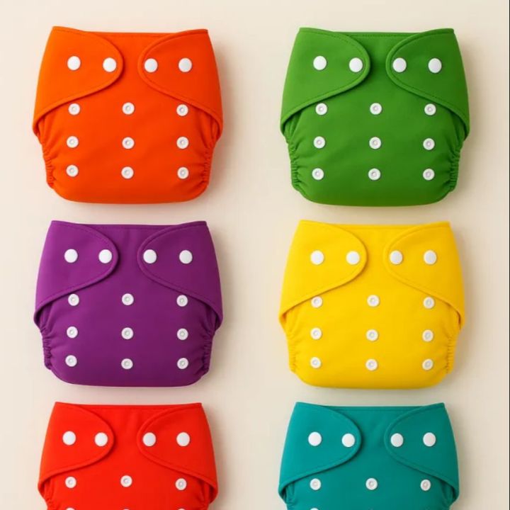 — Images High Quality Grahic Pack of 6 Washable Cloth Diapers for Babies — Adjustable, Reusable Snap ...