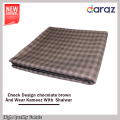 Check Design Chocolate Wash And Wear Un-Stitched Suit For Men | Shalwar Kameez. 