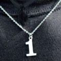 Number 1 Stainless Steel Pendant Necklace with Chain For Men. 