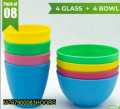 Plastic Glass And Bowl Set, Pack Of 4. 