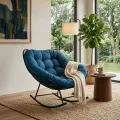 Outdoor Rocking Chair  Sleeping chair relaxe chair Rocking Chair with Iron Frame with Valvet Cushion Comfortable Balcony Rocking Chair Lounge Chair  Lounge Sofa Comfortable Rocking Chair. 