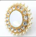 White Pearl & Mirror Wedding Ring-box Free. 
