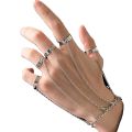 Y760 Punk Geometric Silver Color Chain Wrist Bracelet for Men Ring Charm Set Couple Emo Fashion Jewelry Gifts. 
