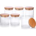 200ml Small Clear Glass Jar with Bamboo Silicone Sealed Lid (6 Pack) Nuts Spice or Kitchen Storage. 