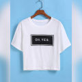 OH,YES white crop tshirt for women's. 