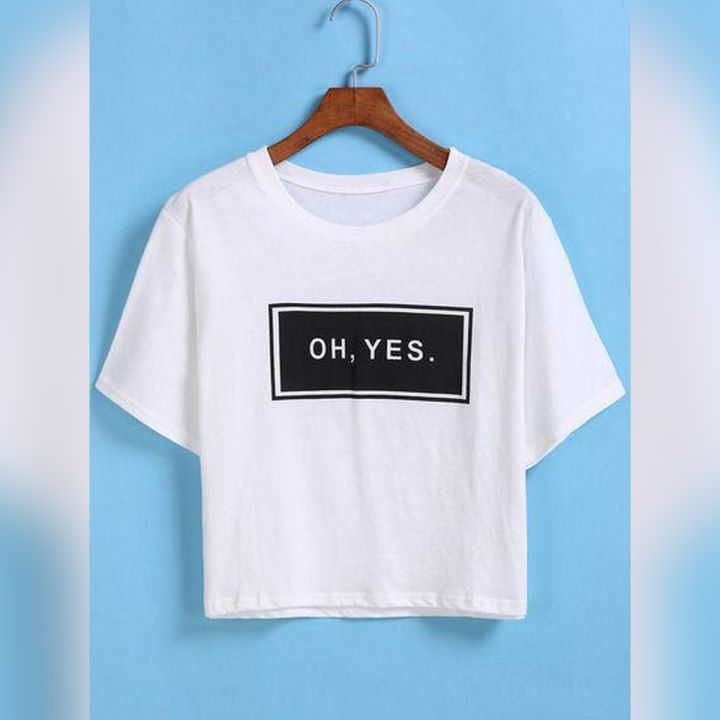 OH,YES white crop tshirt for women's