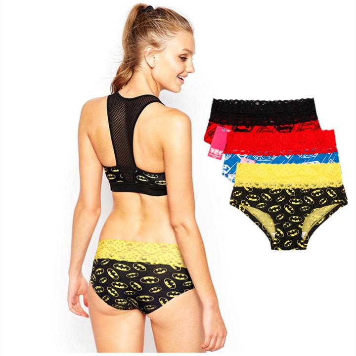 Superhero Underpants Lace Bat Underwear Cosplay Lady Panties Boxer Briefs Lingerie Women