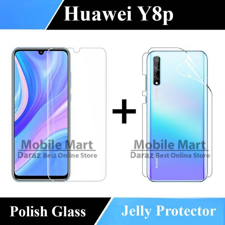 2-in-1 Combo Pack For Huawei Y8p - Tempered Glass Screen Protector, Back Hydrogel Film Protector