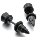 Stainless Steel Stallion Earrings Plastic Black Rubber Screw Spike Pinch Plug Charming Attractive Elegant Man. 