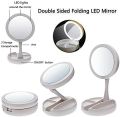 Smart Touch LED Makeup Mirror with 10X Detachable Magnifier – Portable, Travel-Friendly, and Perfect for Eyeliner, Lashes, and Detail Work. 
