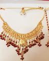 Necklace Set with earring gold plated stylish new design for women looking gold fashionable style. 