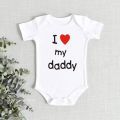 I Love My Daddy Mommy Newborn Boys Girls Romper Infant Black Cotton Toddler Baby Short Sleeve Jumpsuit Clothes Twin Baby Clothes. 