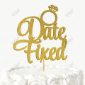 Date Fixed Glitter Cake Topper For Bridal Shower - Wedding Anniversary Celebration, Party Decoration Supplies. 