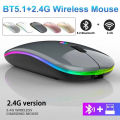 2.4GHz Wireless Mouse RGB Bluetooth 1600DPI Computer Mouse Silent Rechargeable Ergonomic Mouse With LED Backlit USB Optical Mice For PC Laptop. 