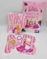 BARBIE THEME HAPPY BIRTHDAY WORD BANNER WITH RIBBON LACE. 