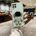 Maitus for Samsung Galaxy M62 F62 Back Cover with Ring Lanyard Buckle Astronaut Stand Holder Luxury 6D Plating Shiny Cases Soft Silicone Square Phone Case for Boy Girls. 