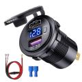 Car USB Charger QC3.0 PD Type C USB with Switch Socket for 12V/24V Vehicles Boat Motorcycle SUV Bus Truck Caravan Marine（Blue add wire). 