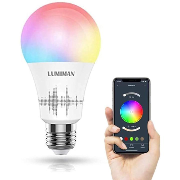 WiFi Smart LED Light Bulb Multicolor LUMIMAN Compatible with Alexa and Google Home A19 7.5W
