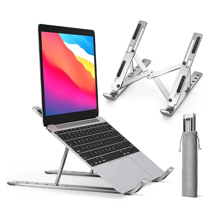 Portable%20Aluminum%20Foldable%20Laptop%20Metal%20Stand%20Adjustable%20Height%20Folding%20Laptop%20Holder%20Solid%20Stand%20With%20Anti%20Slip%20Rubber%20Grips%20-%20Silver%20-%20Image%202