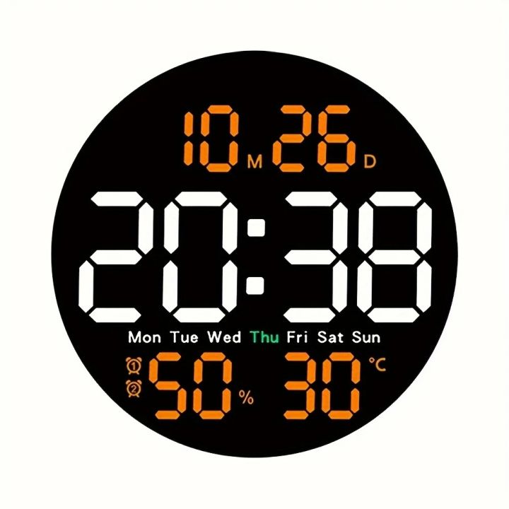 LED Digital Wall Clock with Remote Control, Large Display Calendar Wall Clock, Day/Date/Temperature Alarm Clock for Bedroom, Office, Living Room, Classroom, Gym