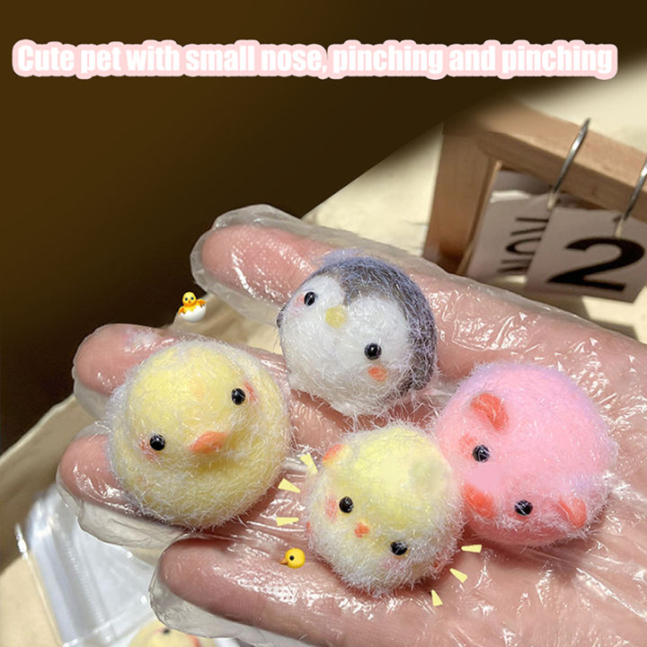 1PC Miniature Chick Pig Animal Relief Squeeze Toy Sticky Squishy Mini Penguin Duck Stress Relief Squishy New Fidget Toy Qingyue