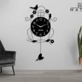 Bird cage wooden wall clock Bird cage with pendolum wall clock European Creative Iron Wall Clocks Crafts Decoration Garden Home Living room Silent Quartz Clock Wall Sticker Ornaments Decor. 