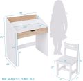 Mr.outlets Toddler Wooden Study Desk and Chair Set, Home School Learning Workstation with Writing Table, Storage Drawer, Tabletop Organizer & Hanging Hooks for Children Studying, Reading & Drawing. 