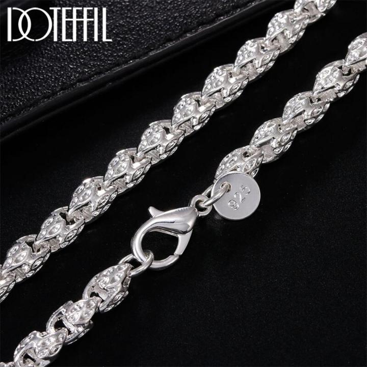 Doteffil 925 Sterling Silver 20/24 Inch Faucet Chain Necklace For Women Man Fashion Wedding Engagement Charm Jewelry