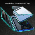 Biruiqu For Samsung Galaxy S10 Plus Magnetic Absorption Case Metal Frame Shockproof Double Sided Tempered Glass Magnetic Case Cover. 