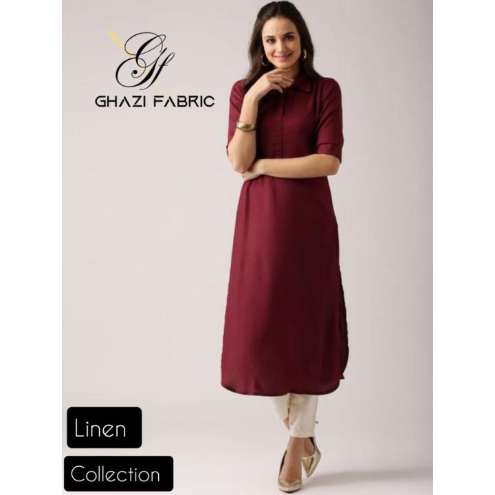 Ghazi%20fabric%20Rungrez%20%20Collection%20Stitched%202%20Piece%20Linen%20Maroon%20Long%20shirt%20with%20White%20Trouser%20-%20Image%203