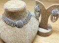 Jewellery Set - Choker Hyderabadi Set - (2 in 1) Necklace, Earrings with Golden Combination - Artificial Jewellery for Women & Girls - Fashion Jewellery Collection. 
