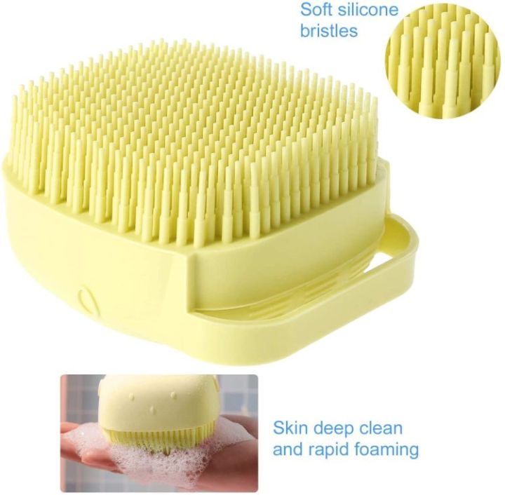 premium Silicon Body Brush, Exfoliating Body Scurb Brush with Soap Dispenser, 2 in 1 Ultra Soft Bath Sponge Shower Massager, Baby Shower Brush, Shampoo and Gel Dispenser, Loofah Brush, Body Cleaning Scrubber for Man, Women and Children