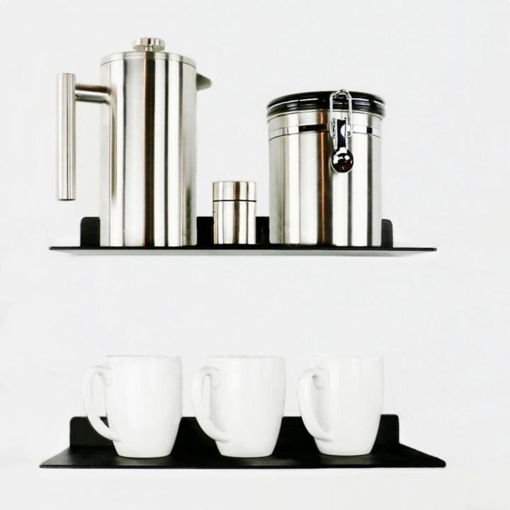 Pack of 2 Wall Mount Kitchen Accessories Pot Storage Shelf Organiser