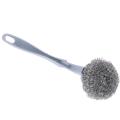 Graceful Stainless Steel Wire Ball Cleaning Brush with Long Handle Kitchen Cleaning Tool Blue. 