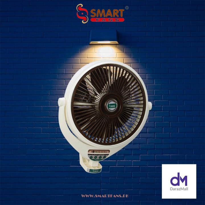 Smart Fans Louver Bracket Fan 14" Remote Control Control Plastic-Off White-Dark brown Naveed Industry