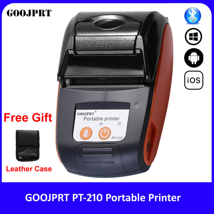 GOOJPRT PT-210 Bluetooth Thermal Printer | Wireless 58mm Receipt Printer | Mobile Bill, POS & Barcode Printing | Android, iOS, Windows Compatible | Rechargeable & Portable
