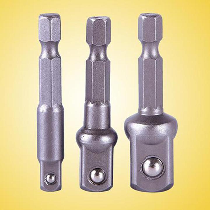 3 Pcs Socket Adapter Set Hex Shank to 1/4 3/8 1/2 Inch Impact Driver Drill Bits