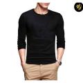 Black Plain Cotton Full Sleeves T Shirt For Unisex. 