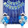 Happy Birthday Theme Blue & Silver Color For Birthday Party, Celebrations and Decorations. 