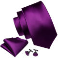 Sunfloweio Barry.Wang Purple Lilac Lavender Silk Mens Tie Handkerchief Cufflink Set Jacquard Floral Necktie for Male Wedding Business Party. 