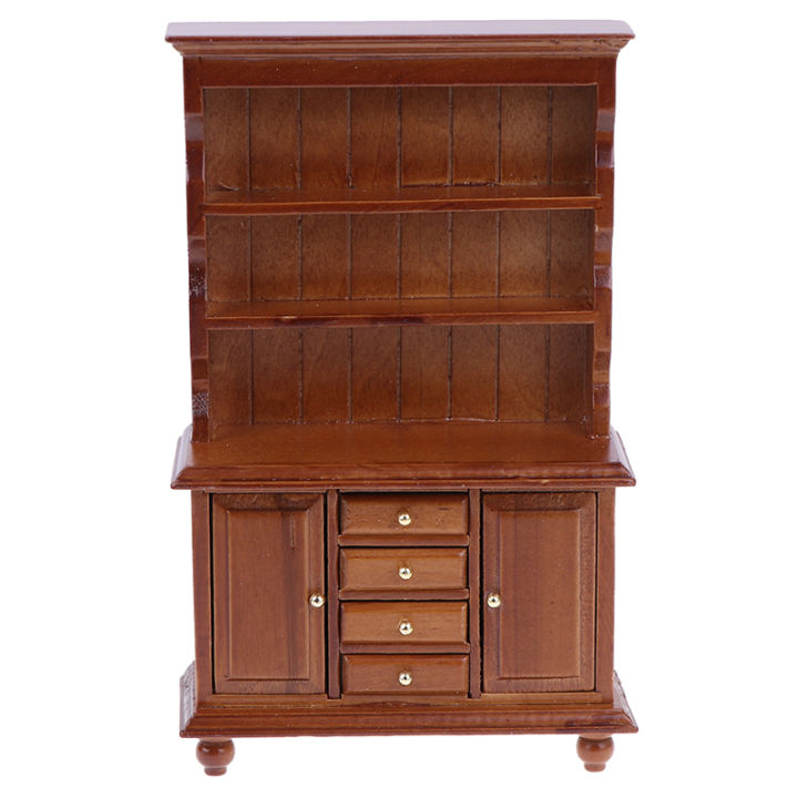 1/12 Dollhouse Miniature Furniture Multifunction Wood Bookcase Cabinet