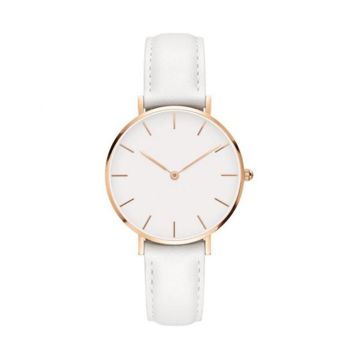 White Leather Strap Watch- Unisex