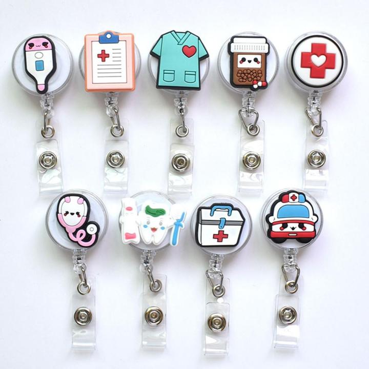 Cute Medical Pvc Badge Retractable Badge Reel Nurse Doctor Student Exhibition ID Card Clips Badge Holder Stationery