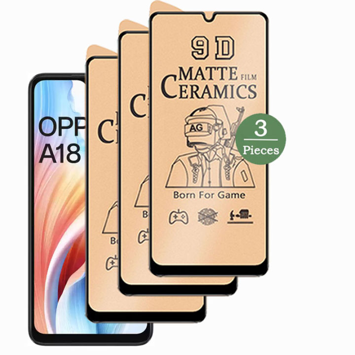 BROTECT 3 Pcs Oppo A18 Ceramic Matte Screen Protector PUBG Gaming Tempered Glass Black Edge Borders Unbreakable 9D 21D 100D 111D For oppo a18 - Transparent