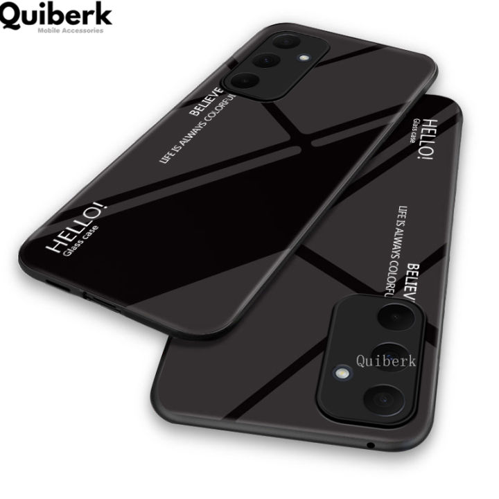 Quiberk for Samsung Galaxy A55 5G Tempered Glass Hard Case Gradient Color Back + Soft Frame Shockproof Phone Cover