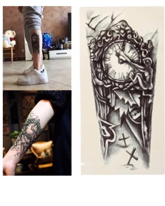 3D Chest Clock Temporary Tattoos