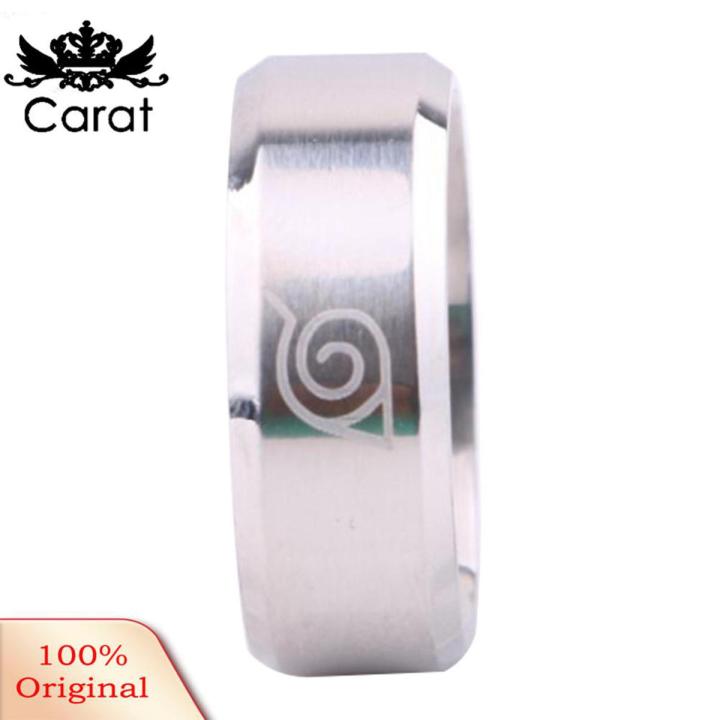Carat Unisex Naruto Konoha Leaf Village Logo Titanium Steel Ring Cosplay Jewelry Gift