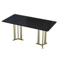 Modern Dining Table Dining White and Black Marble Effect Sheet Rectangle Shape. 