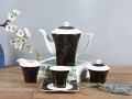 RoyalDine's Exclusive 15 Pieces Coffee/Tea Set (MATERIAL CERAMIC) Exquisite Tea Set For Tea Lovers. Elegant Tea Serving Set Marble Design.Vintage Black & White Teaset.. 