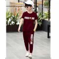 Kids Summer Tracksuit Maroon Tracksuit For Boy and Girls 2 Pieces (T-Shirt + Trouser). 